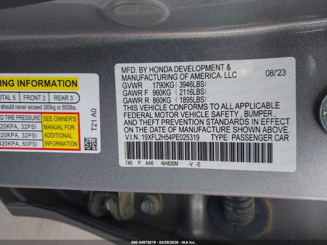 Продаж на аукціоні авто 2023 Honda Civic Lx, vin: 19XFL2H54PE025319, номер лоту: 44975019