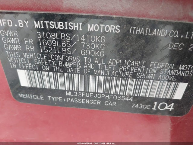 ML32FUFJ0PHF03544 Mitsubishi Mirage G4 Black Edition/es/le