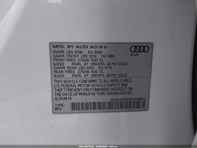 Aukcja sprzedaży 2014 Audi Q7 3.0t Premium, vin: WA1LGAFE0ED019823, numer aukcji: 44975130