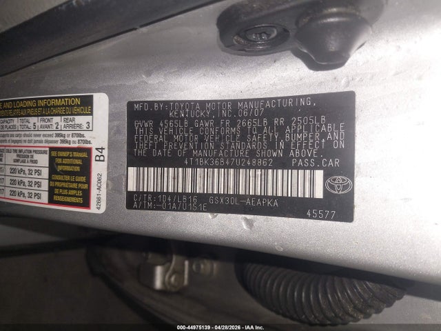 Продажа на аукционе авто 2007 Toyota Avalon Limited, vin: 4T1BK36B47U248862, номер лота: 44975139