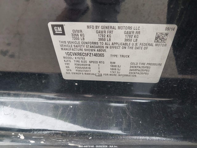 1GCVKREC5FZ148365 Chevrolet Silverado 1500 2lt