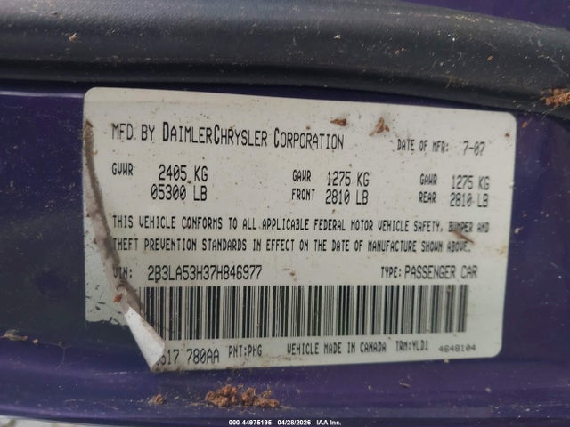Aukcja sprzedaży 2007 Dodge Charger Rt, vin: 2B3LA53H37H846977, numer aukcji: 44975195