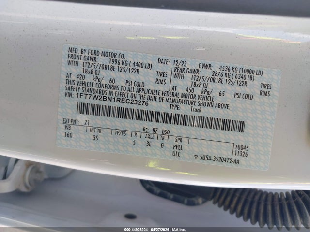 Продаж на аукціоні авто 2024 Ford F-250 Xlt, vin: 1FT7W2BN1REC23276, номер лоту: 44975204
