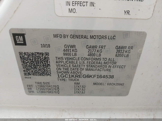 1GC1KREG6KF164538 Chevrolet Silverado 2500hd Wt
