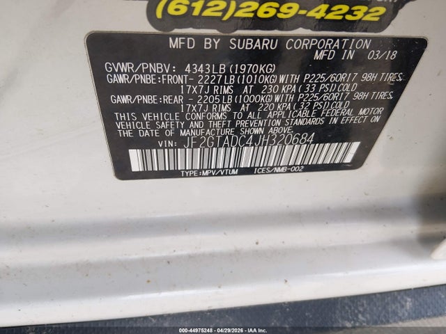 Subaru Crosstrek Premium 2018 JF2GTADC4JH320684 Image 9