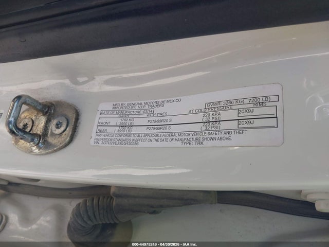 44975249 :رقم المزاد ، 3GTU2VEJXEG430356 vin ، 2014 Gmc Sierra 1500 Slt مزاد بيع