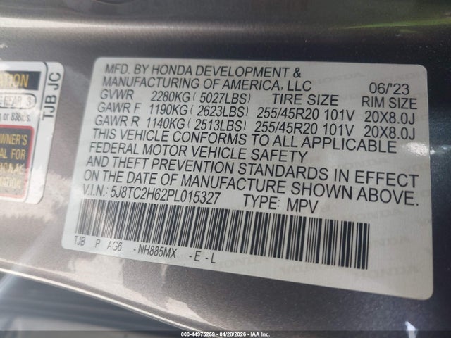Aukcja sprzedaży 2023 Acura Rdx A-spec Package, vin: 5J8TC2H62PL015327, numer aukcji: 44975259