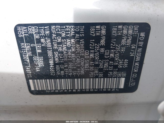 Aukcja sprzedaży 2024 Nissan Rogue Sv Intelligent Awd, vin: JN8BT3BB7RW445852, numer aukcji: 44975280