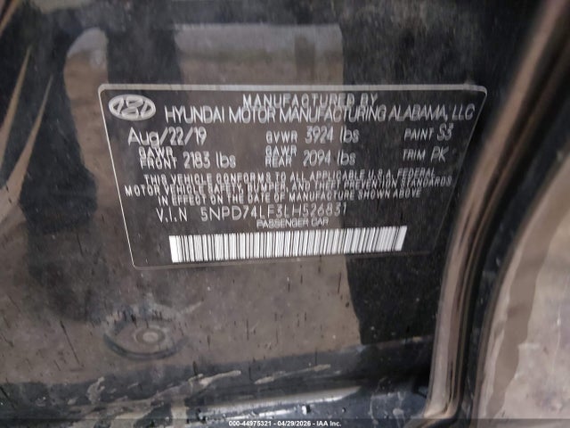 Aukcja sprzedaży 2020 Hyundai Elantra Se, vin: 5NPD74LF3LH526831, numer aukcji: 44975321