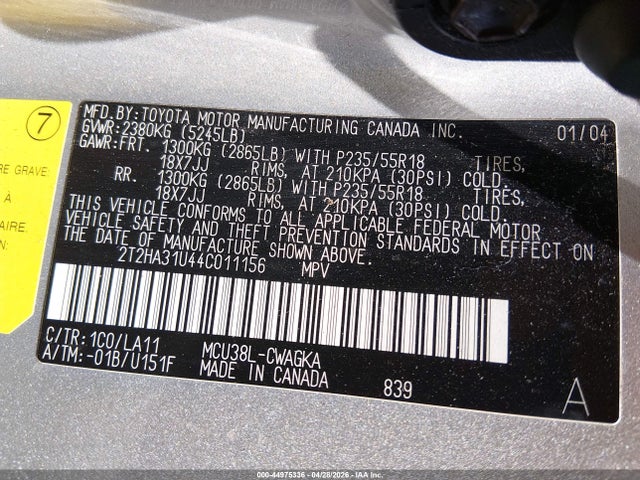 Продажа на аукционе авто 2004 Lexus Rx 330, vin: 2T2HA31U44C011156, номер лота: 44975336