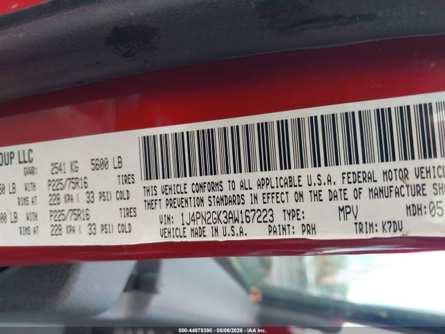 Продажа на аукционе авто 2010 Jeep Liberty Sport, vin: 1J4PN2GK3AW167223, номер лота: 44975390
