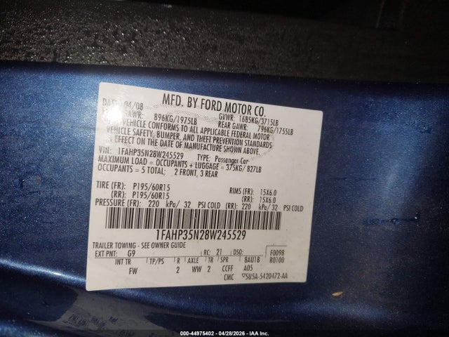 Продажа на аукционе авто 2008 Ford Focus Se/ses, vin: 1FAHP35N28W245529, номер лота: 44975402