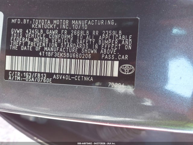 Продаж на аукціоні авто 2011 Toyota Camry Le, vin: 4T1BF3EK5BU660206, номер лоту: 44975462