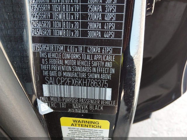 Продаж на аукціоні авто 2019 Land Rover Discovery Sport Se, vin: SALCP2FX6KH786375, номер лоту: 44975505