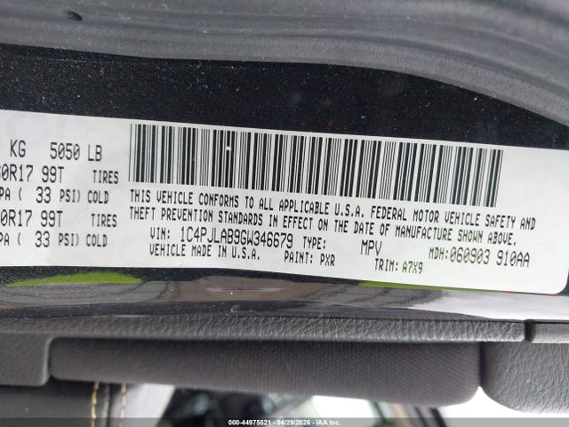Продажа на аукционе авто 2016 Jeep Cherokee Sport, vin: 1C4PJLAB9GW346679, номер лота: 44975521