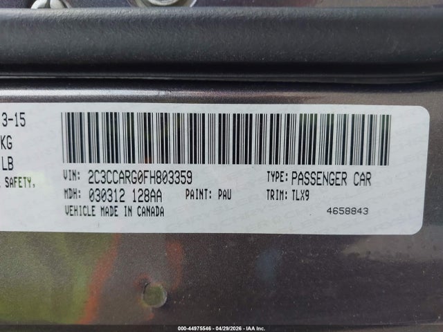 Продажа на аукционе авто 2015 Chrysler 300 Limited, vin: 2C3CCARG0FH803359, номер лота: 44975546