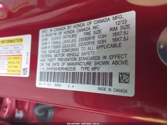 2HKRS6H80RH802336 Honda Cr-v Hybrid Sport-l