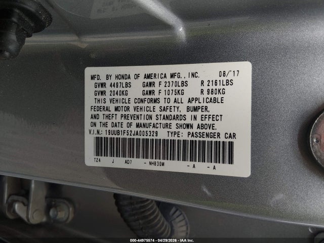 2018 Acura Tlx Tech Pkg მანქანა იყიდება აუქციონზე, vin: 19UUB1F52JA005329, აუქციონის ნომერი: 44975574