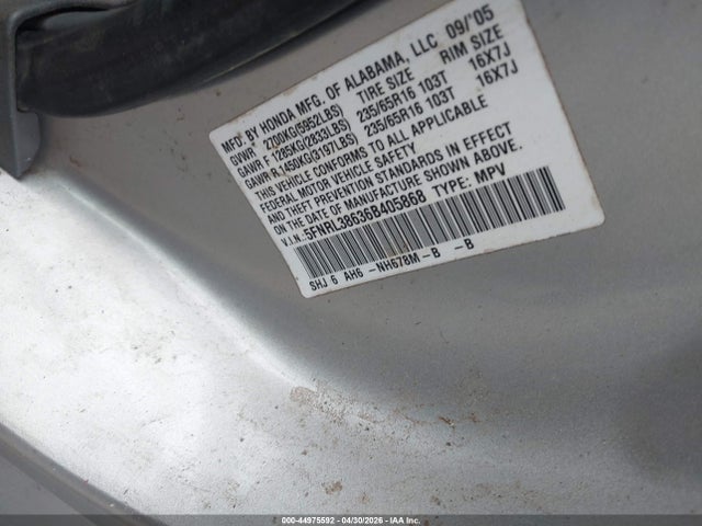 Aukcja sprzedaży 2006 Honda Odyssey Ex-l, vin: 5FNRL38636B405868, numer aukcji: 44975592