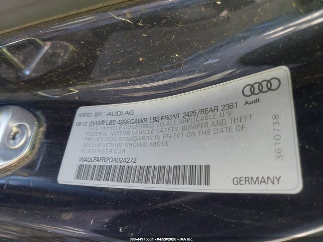 Aukcja sprzedaży 2013 Audi A5 2.0t Premium, vin: WAULFAFR2DA024272, numer aukcji: 44975631