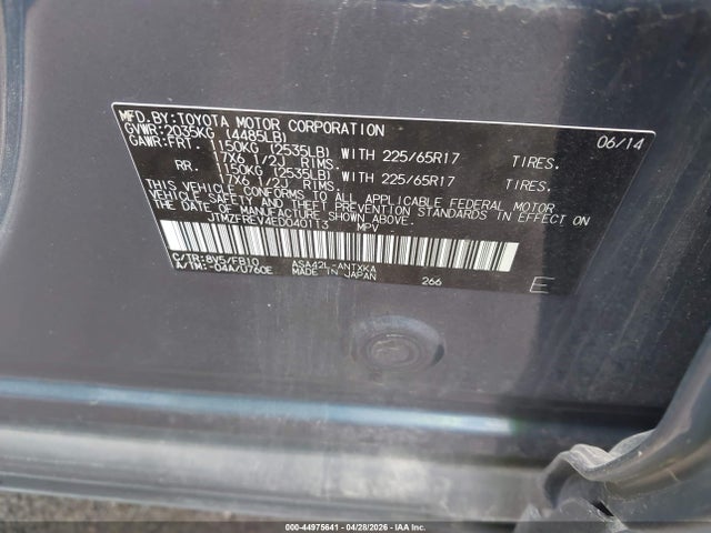 2014 Toyota Rav4 Le მანქანა იყიდება აუქციონზე, vin: JTMZFREV4ED040113, აუქციონის ნომერი: 44975641
