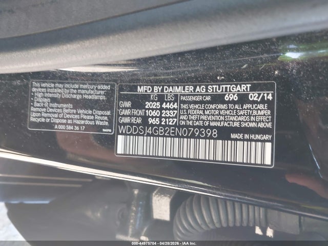 44975704 :رقم المزاد ، WDDSJ4GB2EN079398 vin ، 2014 Mercedes-benz Cla 250 4matic مزاد بيع