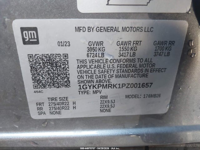 2023 Cadillac Lyriq Rwd Luxury მანქანა იყიდება აუქციონზე, vin: 1GYKPMRK1PZ001657, აუქციონის ნომერი: 44975707