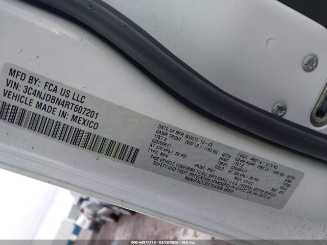 Aukcja sprzedaży 2024 Jeep Compass Latitude 4x4, vin: 3C4NJDBN4RT607201, numer aukcji: 44975719