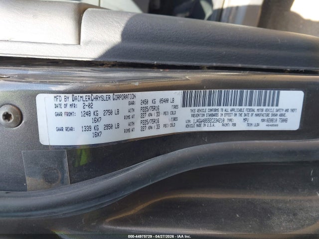 Продаж на аукціоні авто 2002 Jeep Grand Cherokee Laredo, vin: 1J4GW48S92C234210, номер лоту: 44975729