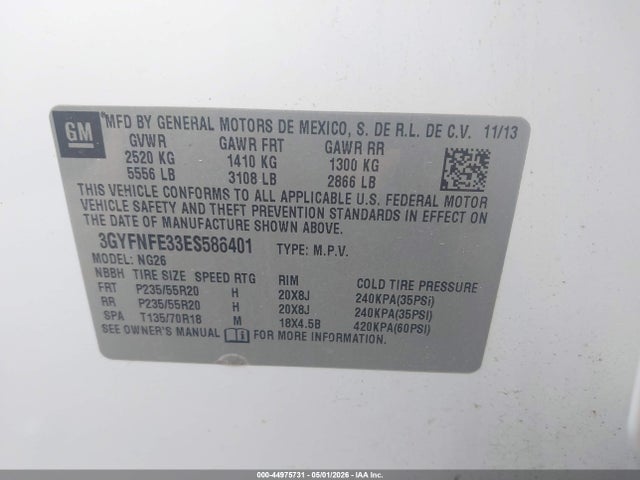 Продаж на аукціоні авто 2014 Cadillac Srx Performance Collection, vin: 3GYFNFE33ES586401, номер лоту: 44975731