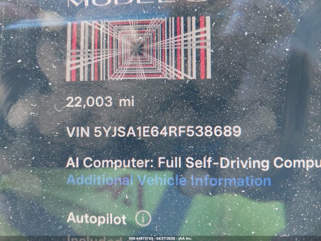 Продажа на аукционе авто 2024 Tesla Model S Plaid Tri Motor All-wheel Drive, vin: 5YJSA1E64RF538689, номер лота: 44975743