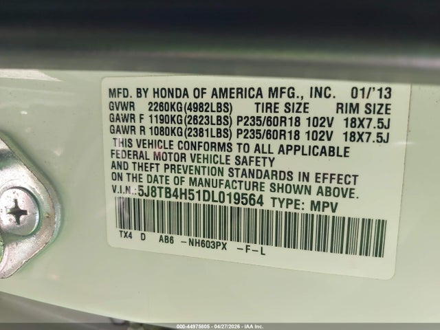 Продаж на аукціоні авто 2013 Acura Rdx, vin: 5J8TB4H51DL019564, номер лоту: 44975805