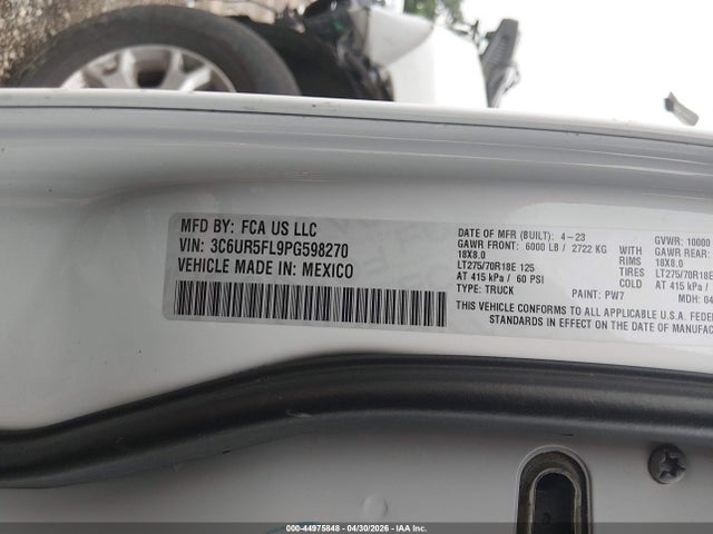 Продажа на аукционе авто 2023 Ram 2500 Laramie  4x4 6'4 Box, vin: 3C6UR5FL9PG598270, номер лота: 44975848