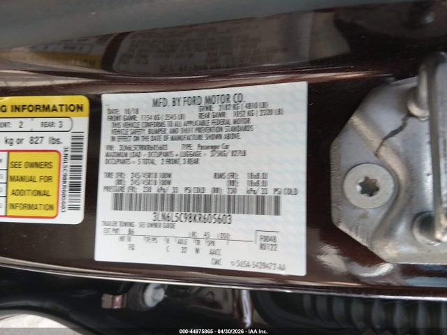 3LN6L5C98KR605603 Lincoln Mkz Reserve I