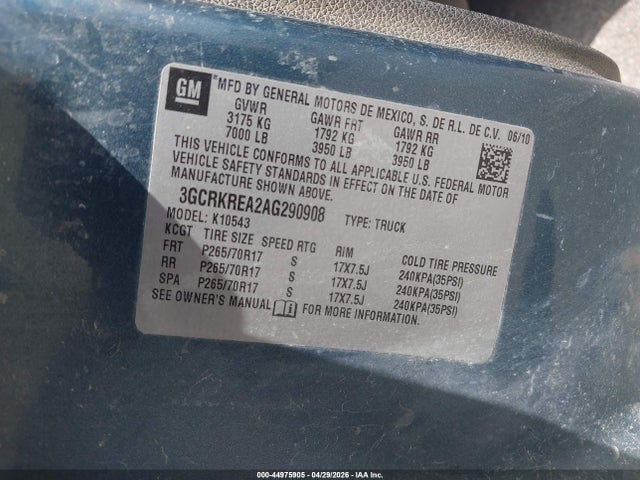 Продаж на аукціоні авто 2010 Chevrolet Silverado 1500 Ls, vin: 3GCRKREA2AG290908, номер лоту: 44975905