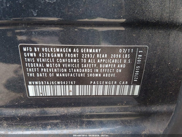 Продаж на аукціоні авто 2012 Volkswagen Golf 2.5l 4-door, vin: WVWDB7AJ6CW042167, номер лоту: 44975914