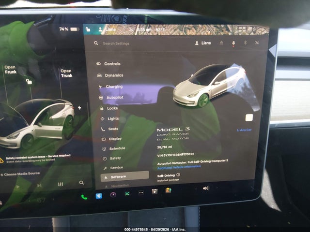 Aukcja sprzedaży 2022 Tesla Model 3 Long Range Dual Motor All-wheel Drive, vin: 5YJ3E1EB6NF170872, numer aukcji: 44975945