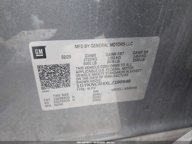 Продажа на аукционе авто 2020 Cadillac Xt5 Fwd Premium Luxury, vin: 1GYKNCR4XLZ190949, номер лота: 44976013