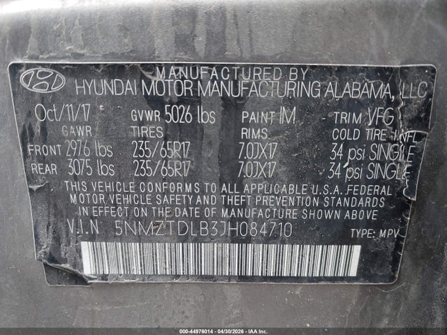 Продажа на аукционе авто 2018 Hyundai Santa Fe Sport 2.4l, vin: 5NMZTDLB3JH084710, номер лота: 44976014