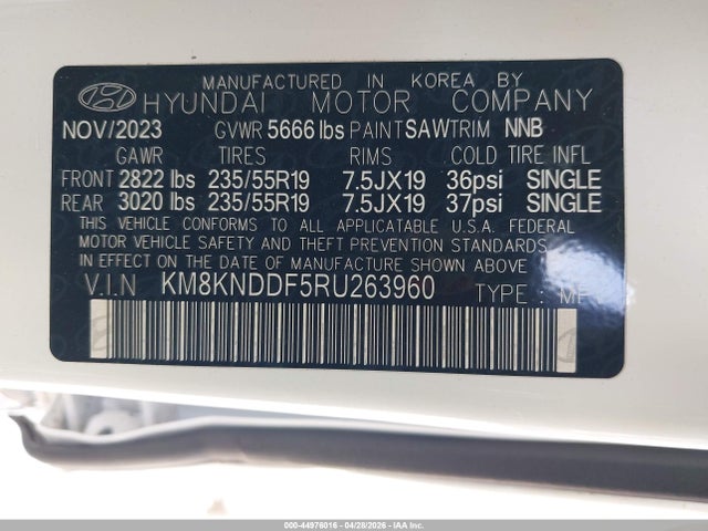 Aukcja sprzedaży 2024 Hyundai Ioniq 5 Sel, vin: KM8KNDDF5RU263960, numer aukcji: 44976016