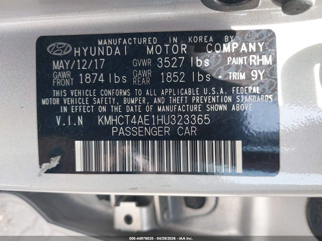 Aukcja sprzedaży 2017 Hyundai Accent Se, vin: KMHCT4AE1HU323365, numer aukcji: 44976028