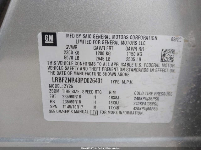 44976033 :رقم المزاد ، LRBFZNR48PD026401 vin ، 2023 Buick Envision Essence Fwd مزاد بيع