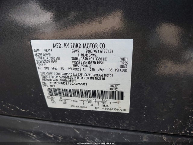 Продажа на аукционе авто 2018 Ford Explorer Xlt, vin: 1FM5K8D81JGC25501, номер лота: 44976040