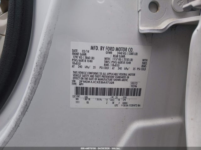 Продажа на аукционе авто 2014 Ford Edge Sel, vin: 2FMDK3JCXEBA57328, номер лота: 44976106