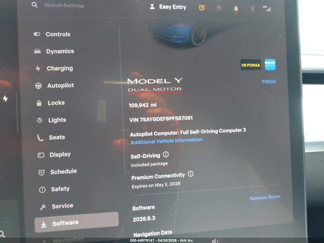 Aukcja sprzedaży 2023 Tesla Model Y Performance Dual Motor All-wheel Drive, vin: 7SAYGDEF8PF587081, numer aukcji: 44976141