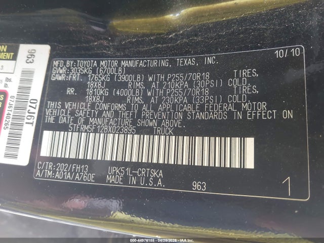 Aukcja sprzedaży 2011 Toyota Tundra Grade 4.6l V8, vin: 5TFRM5F12BX023895, numer aukcji: 44976188