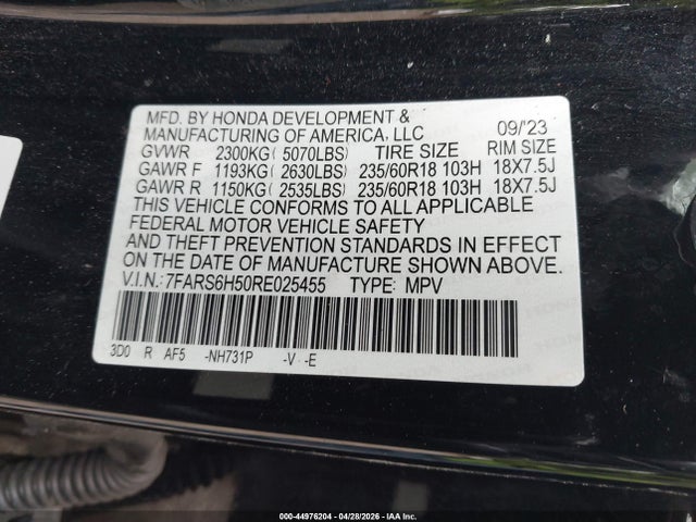 Aukcja sprzedaży 2024 Honda Cr-v Hybrid Sport, vin: 7FARS6H50RE025455, numer aukcji: 44976204