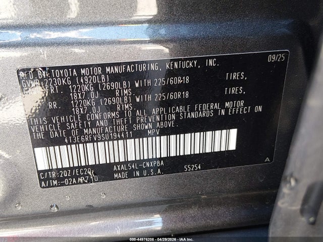 Продажа на аукционе авто 2025 Toyota Rav4 Hybrid Xse, vin: 4T3E6RFV9SU194411, номер лота: 44976208