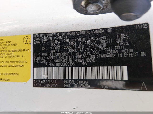 Aukcja sprzedaży 2006 Lexus Rx 330, vin: 2T2HA31UX6C099195, numer aukcji: 44976250