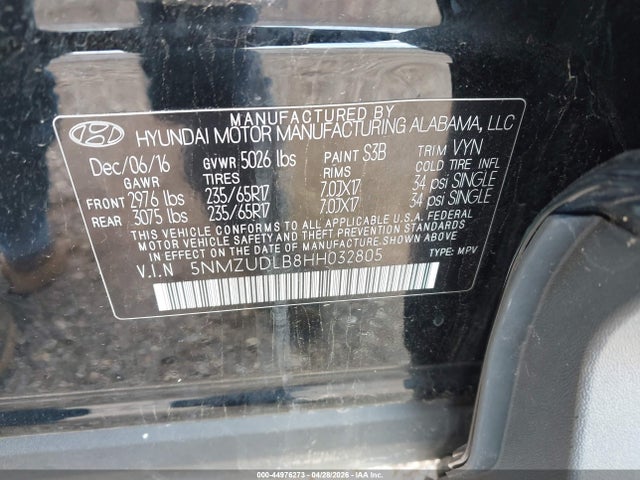 Aukcja sprzedaży 2017 Hyundai Santa Fe Sport 2.4l, vin: 5NMZUDLB8HH032805, numer aukcji: 44976273